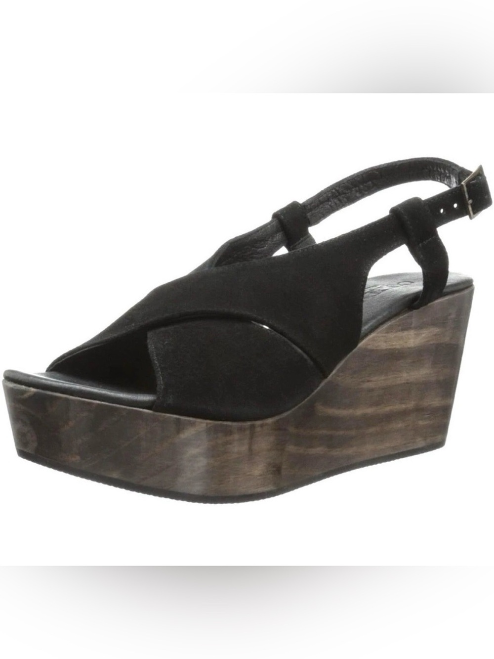 Cordani Josie Black Suede Leather Wedge Platform Sandals